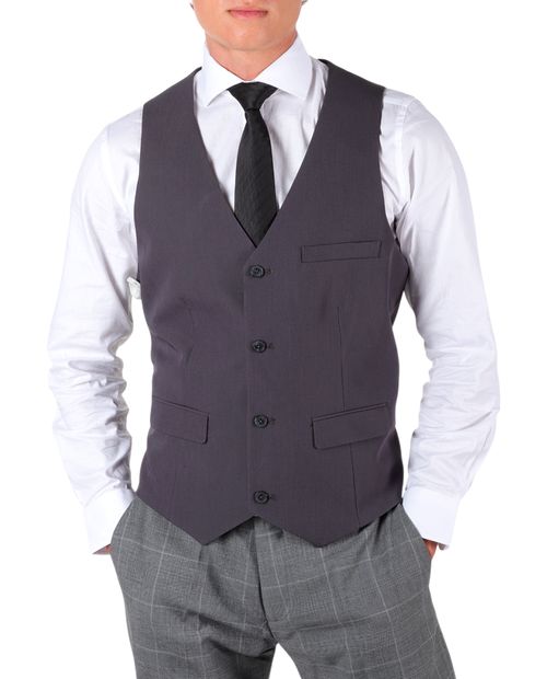 Chaleco formal PuroEGO regular fit gris oscuro heather para hombre