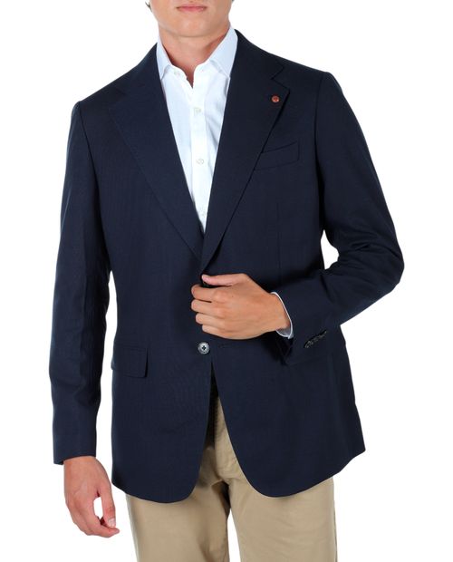 Blazer formal PuroEGO slim fit azul navy texturizado para hombre