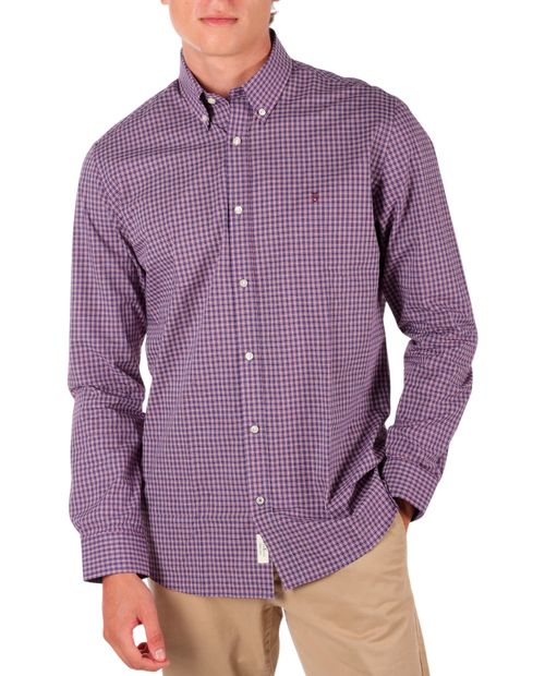 Camisa casual PuroEGO azul cuadriculada para hombre