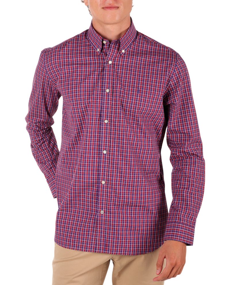 104789393-Camisa-casual-PuroEGO-custom-fit-roja-cuadriculada-para-hombre