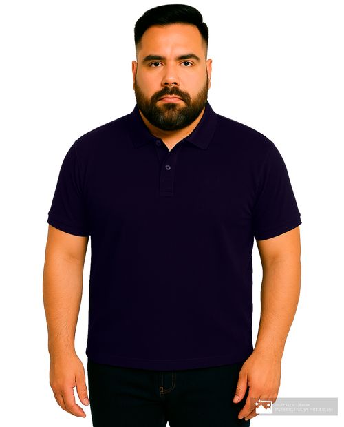 Camisa polo básica Oscar de la Renta azul con textura para hombre