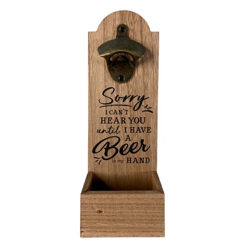 Abre botellas de madera para pared 9.5x5.4x27 cm