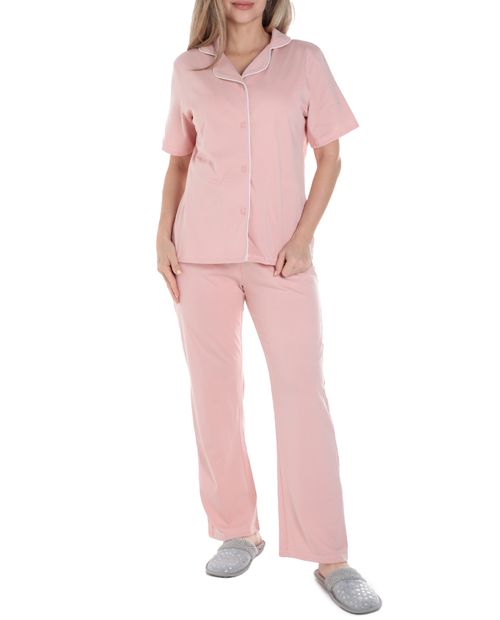 Pijama con pantalón Nicolle rosada para mujer