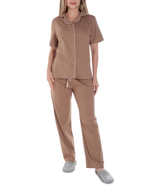 Pijama con pantalón Nicolle café para mujer