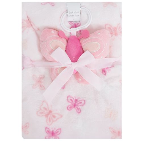 Frazada con estampado de mariposas y juguete colgante