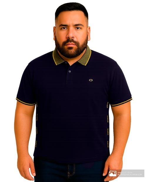 Camisa polo Oscar de la Renta azul navy estampado Oscar para hombre