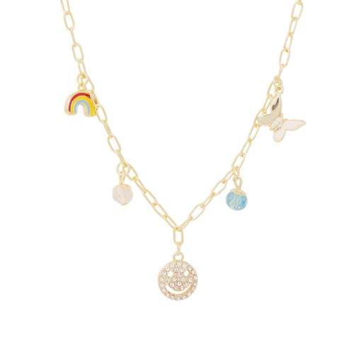 Collar con charms de brass con baño de oro 2mm-18" para mujer