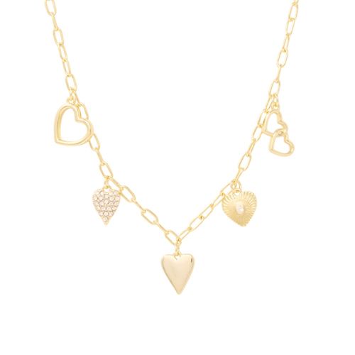 Collar con charms de brass con baño de oro 2mm-18" para mujer