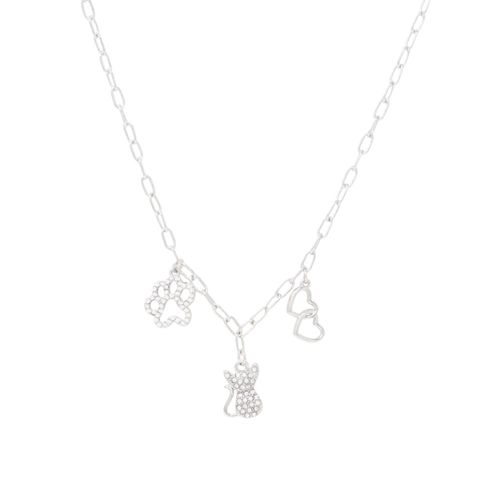 Collar con charms de brass plateado 2mm-18" para mujer
