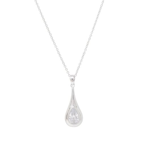 Collar con dije de gota de brass plateado 2mm-16" para mujer