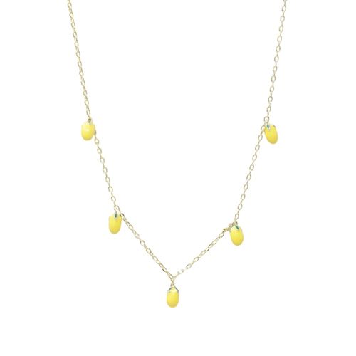 Collar con dijes de limón de brass con baño de oro 1mm-18" para mujer
