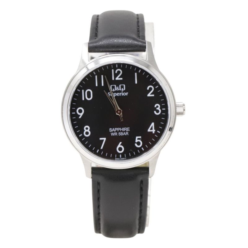 Reloj Q&Q análogo de cuero negro unisex