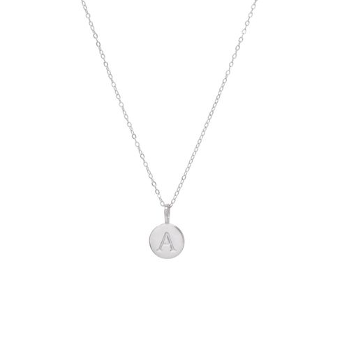 Cadena con dije de letra "a" de plata 2mm-16" para mujer