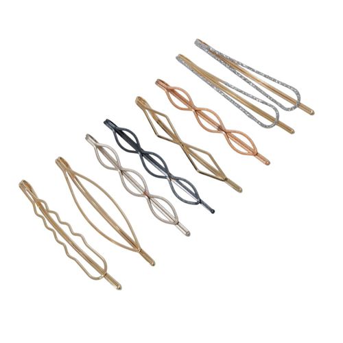 Set de 8 ganchos para el cabello multicolor para mujer
