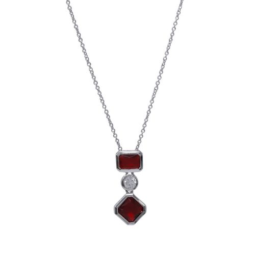 Cadena con dije de brass plateado 2mm-18" para mujer