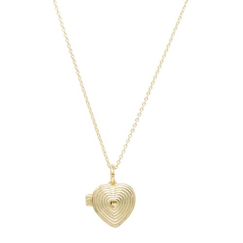 Collar con dije de corazón de brass en baño de oro 2mm-16" para mujer