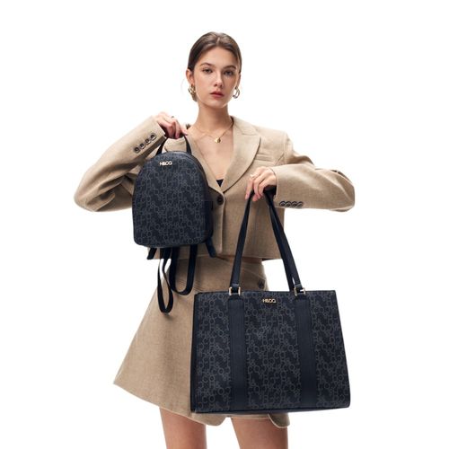 Dúo de cartera tote y mochila H&Co negro para mujer