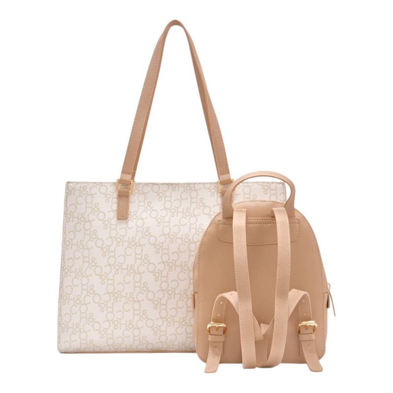 104944039-Duo-de-cartera-tote-y-mochila-H-Co-blanco-para-mujer