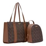 104944040-Duo-de-cartera-tote-y-mochila-H-Co-cafe-para-mujer