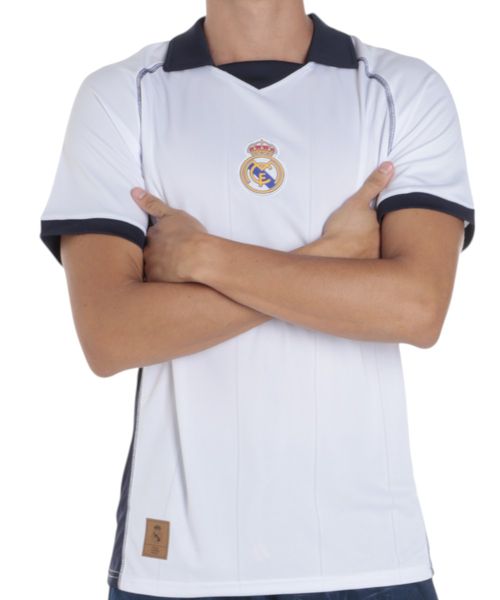 Camiseta deportiva Real Madrid cuello tipo polo blanca para hombre