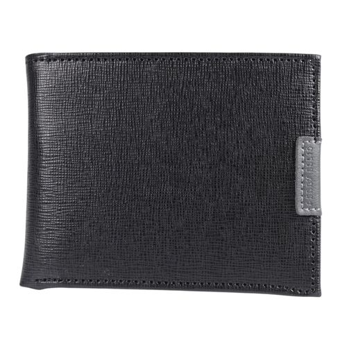 Billetera bifold Perry Ellis negra con textura para hombre