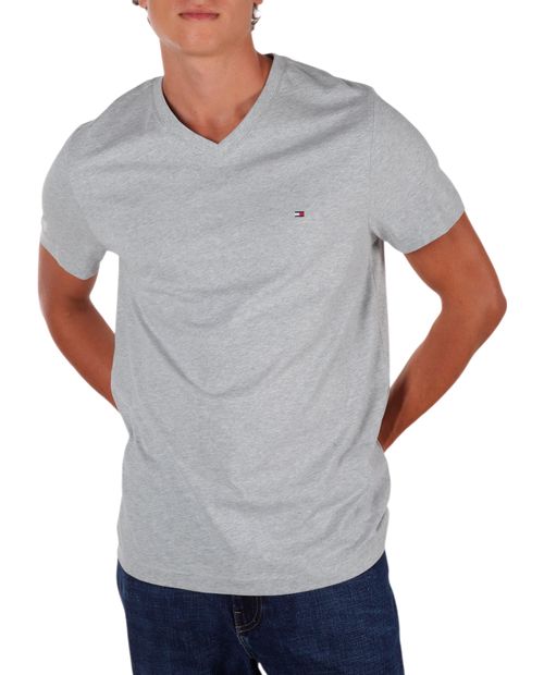 Camiseta básica Tommy Hilfiger gris heather para hombre