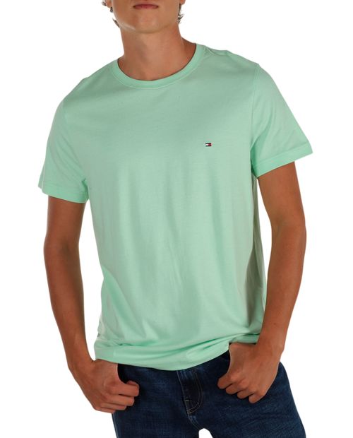 Camiseta básica Tommy Hilfiger verde claro heather para hombre