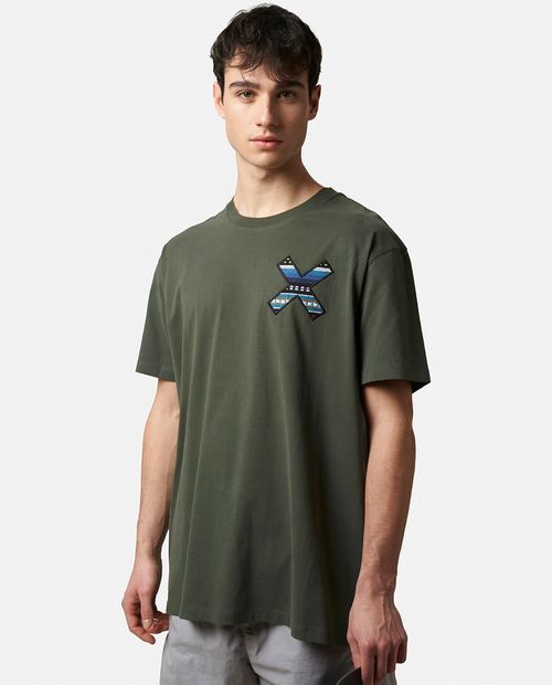 Camiseta regular fit Blue banana verde bordado "X" para hombre