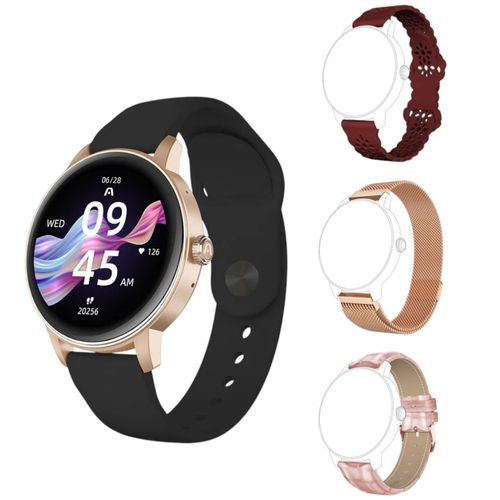 Smartwatch Skeiwatch C30 negro/rose gold con 3 brazaletes