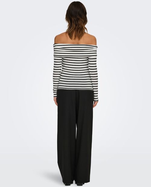 Blusa Only off shoulder rayada manga larga para mujer