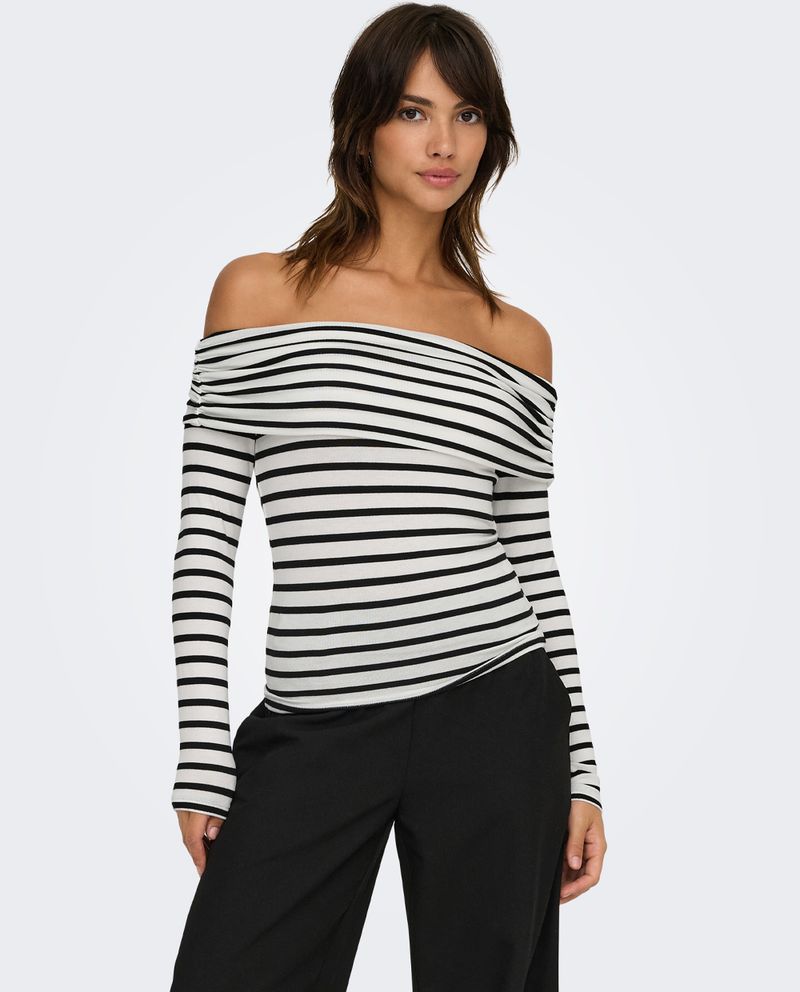 104915159-Blusa-Only-off-shoulder-rayada-manga-larga-para-mujer