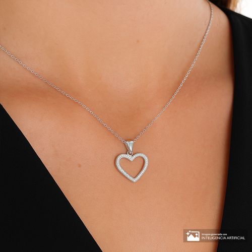 Collar con dije de corazón de plata 1mm-18" para mujer