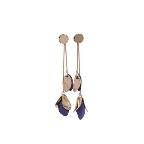 Aretes largos de pétalos dorados para mujer