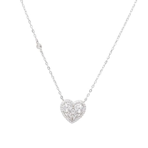 Collar con dije de corazón de plata 1mm-18" para mujer