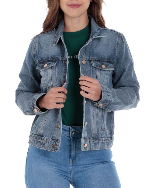 Chaqueta Orange denim azul manga larga para mujer
