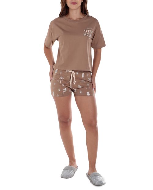 Pijama con short Orange estampada para mujer