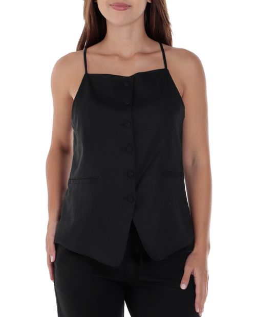 Blusa Unexpected casual negra de tirantes para mujer