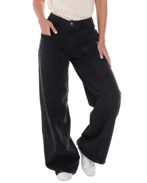Jeans Almost Famous barrel negro de cintura alta para mujer