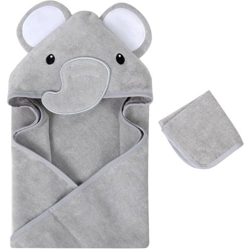 Toalla gris con bordado para bebé