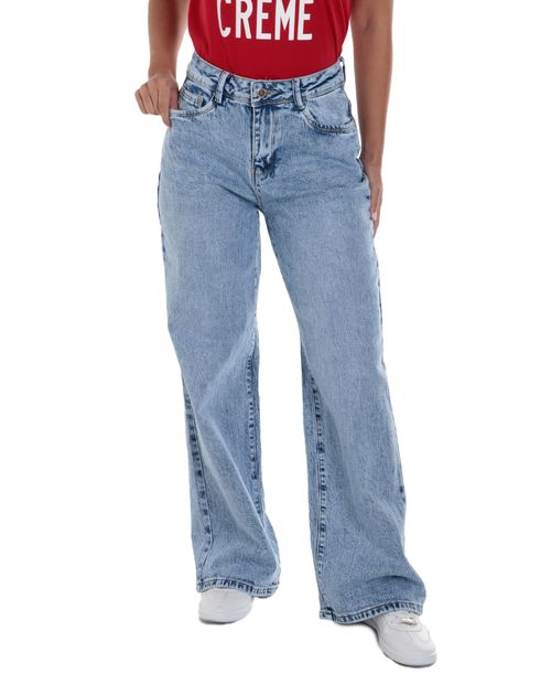 Jeans Most Wanted wide leg celeste de cintura alta para mujer