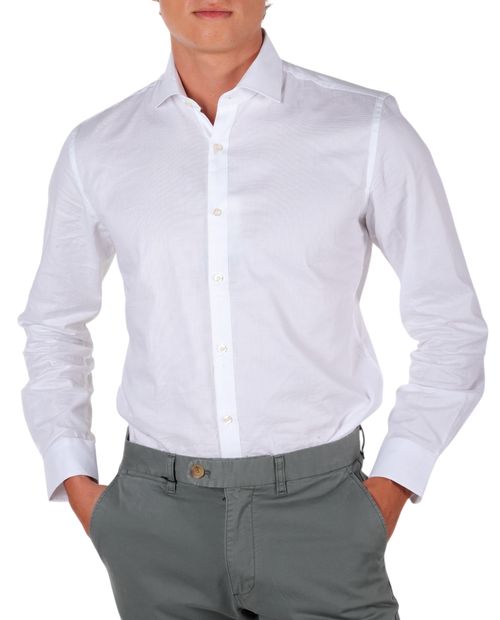 Camisa formal regular fit DKNY blanca con textura para hombre