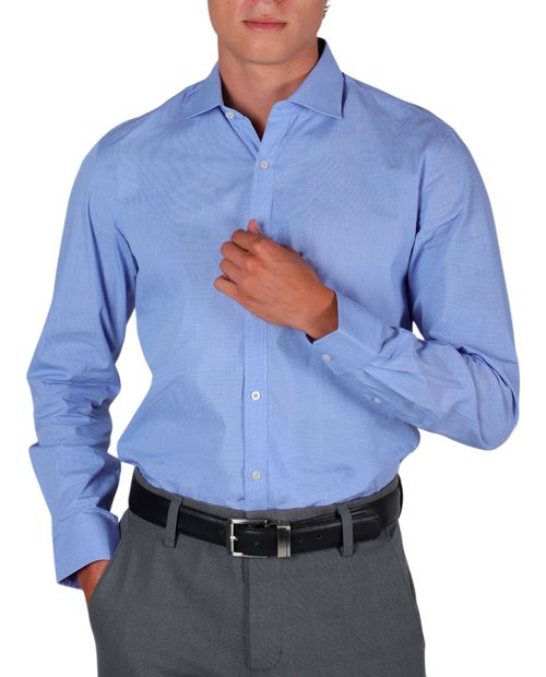 Camisa formal regular fit DKNY azul estampado houndstooth para hombre
