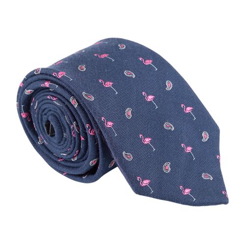 Corbata regular fit Unexpected navy mini print flamencos para hombre
