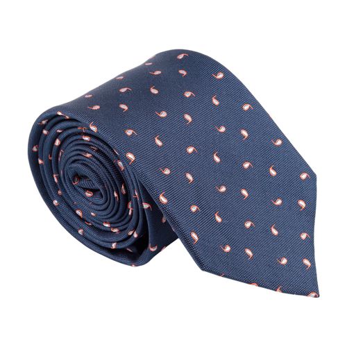 Corbata de seda Unexpected regular fit azul navy con mini print cachemira para hombre