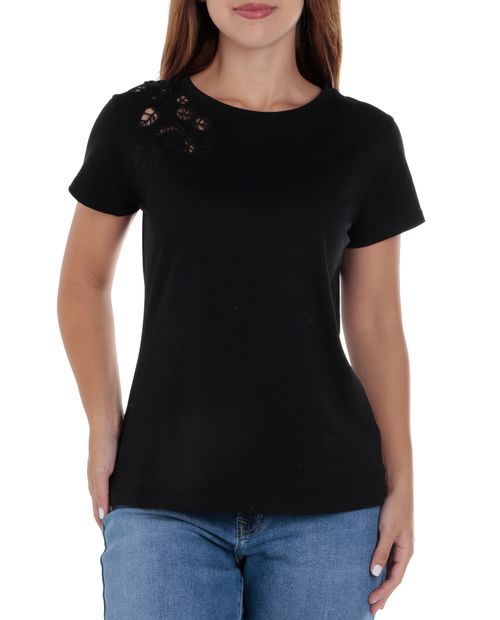 Camiseta Unexpected negra manga corta para mujer