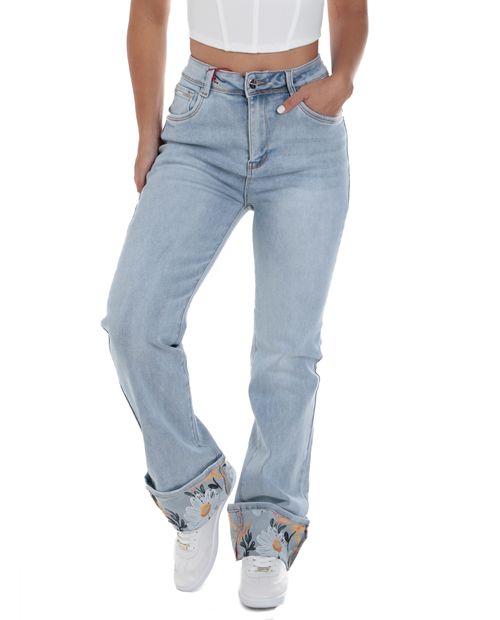Jeans Most Wanted straight celeste de cintura alta para mujer