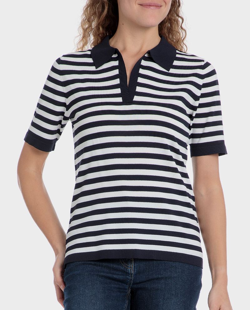 104853436-Blusa-Punt-Roma-estilo-polo-rayada-manga-corta-para-mujer