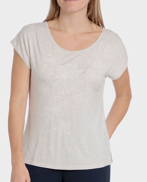 Camiseta Punt Roma beige manga corta para mujer