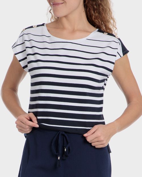 Camiseta Punt Roma rayada manga corta para mujer