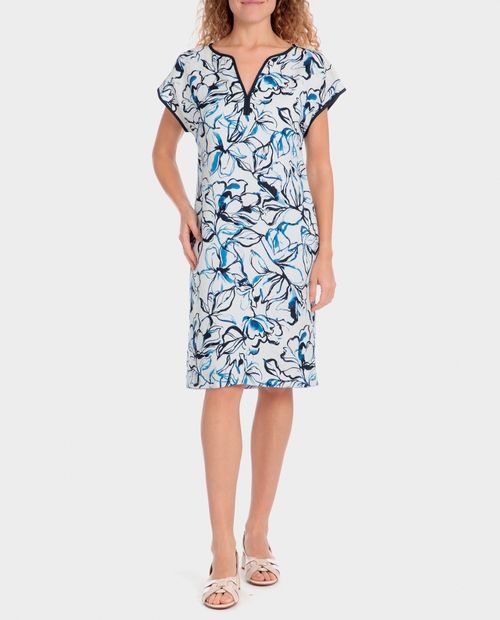 Vestido Punt Roma formal estampado manga corta para mujer